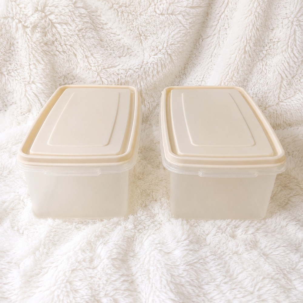 Rubbermaid Servin Saver 12 Cup Rectangular Container #9 Lot Almond Lid Vintage